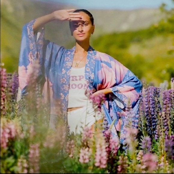 Cosmic Galaxy Moon Boho Short Kimono Coverup Robe - Picture 12 of 12